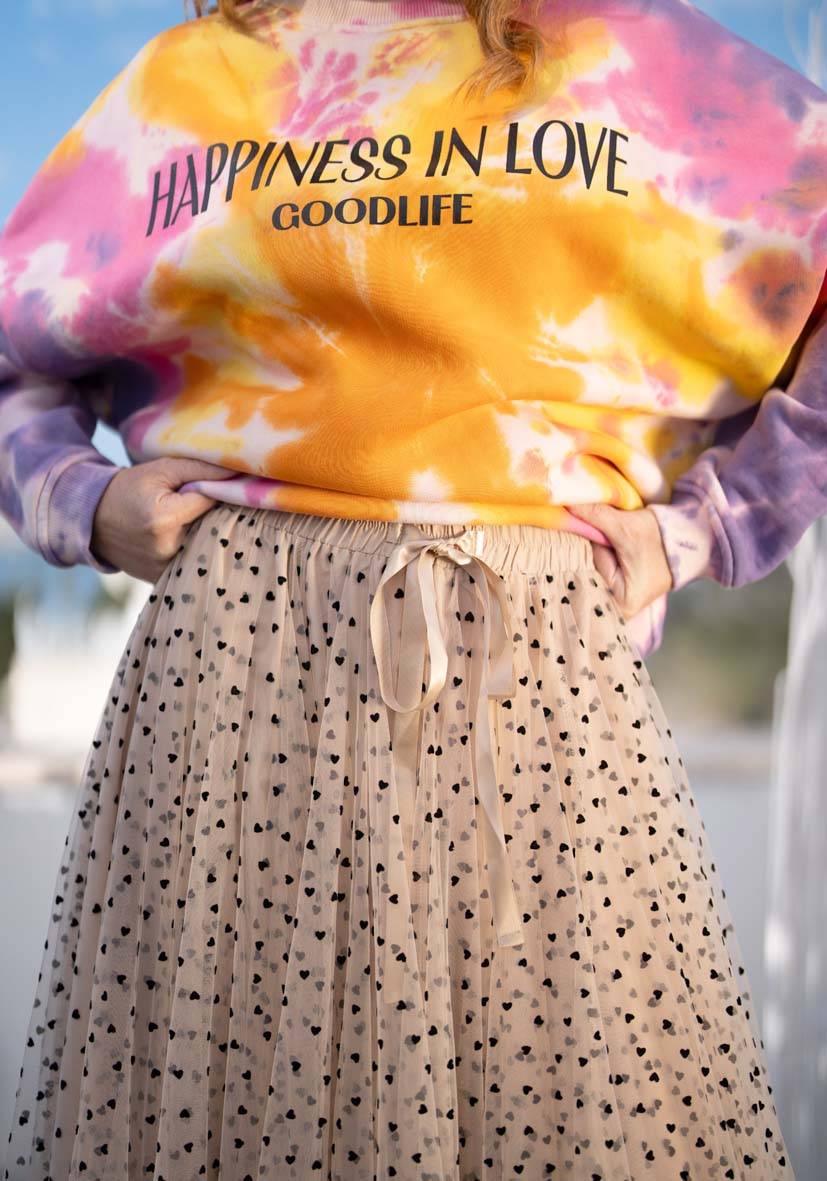 Miss Goodlife Maxirock Tüll Hearts allover – sand Cyber Monday