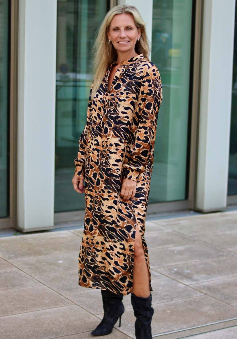 Miss Goodlife Dress Fancy Leo Midi – brown Discount Store für neue Produkte