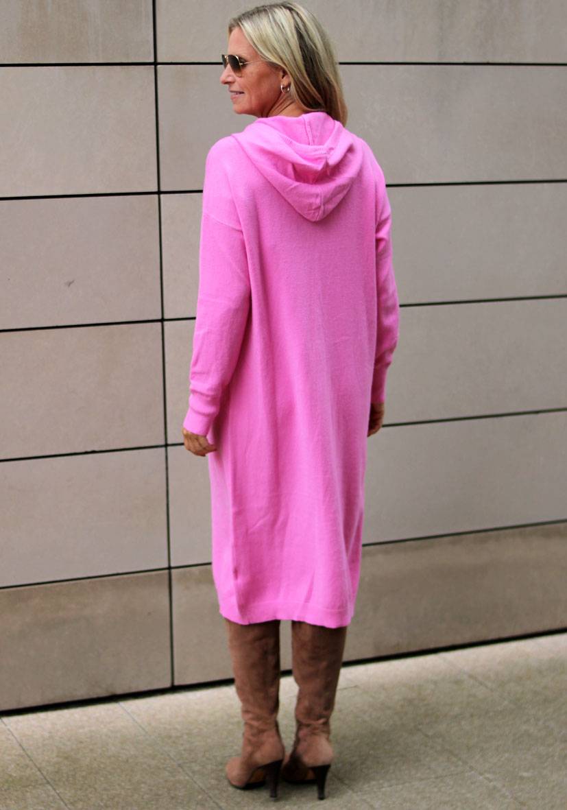 Miss Goodlife Dress Knitted Hoodie long – pink im Angebot