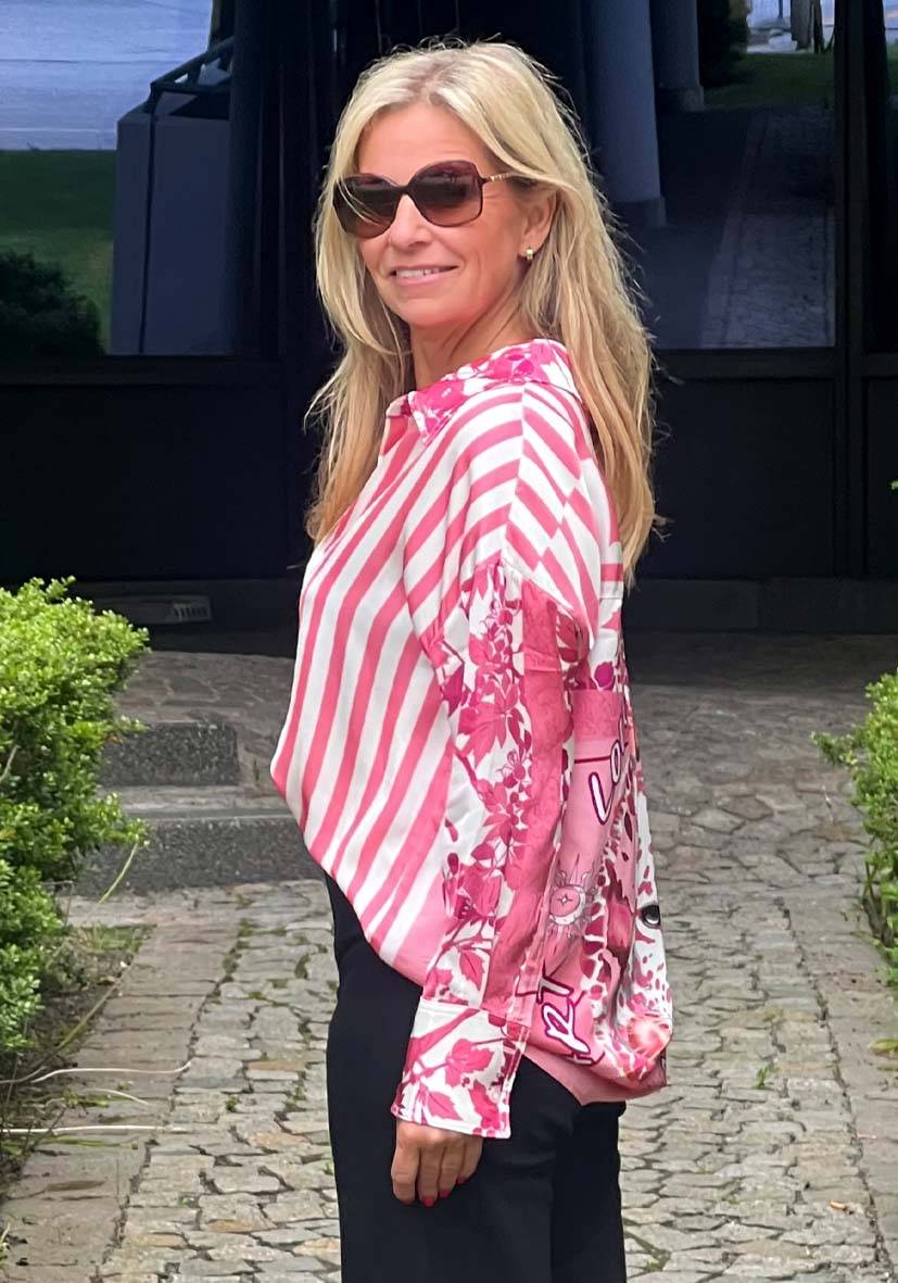 Miss Goodlife Bluse Flowers and Stripes Begrenztes Angebot