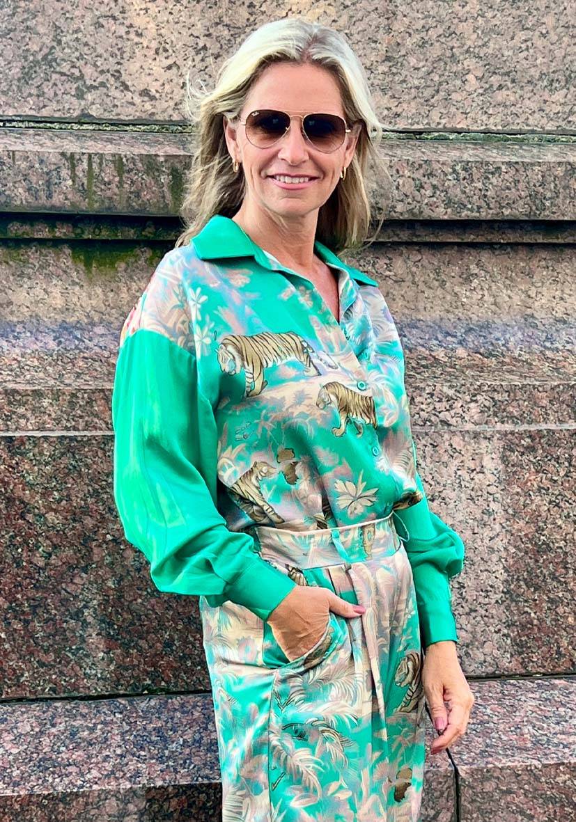 Miss Goodlife Blouse Tiger in the jungle – green Osterangebot