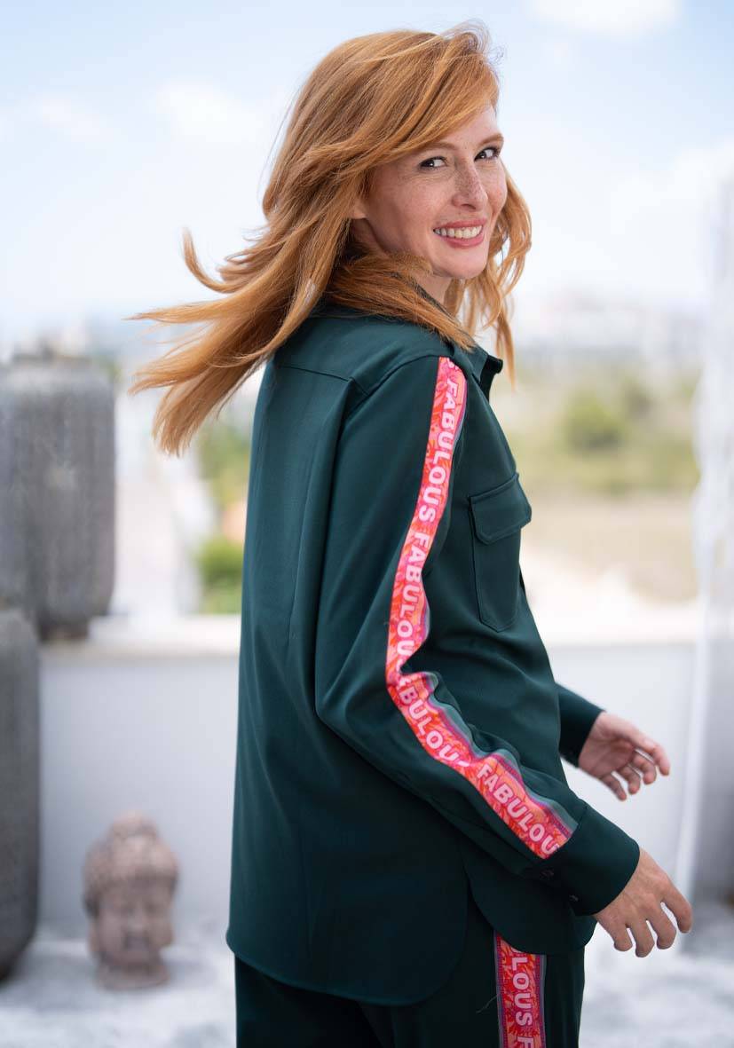 Miss Goodlife Bluse Border Love – green Blitzangebot