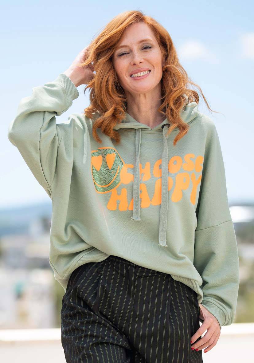 Miss Goodlife Hoodie Choose Happy Strass – almond Zeitbegrenzte Promotion