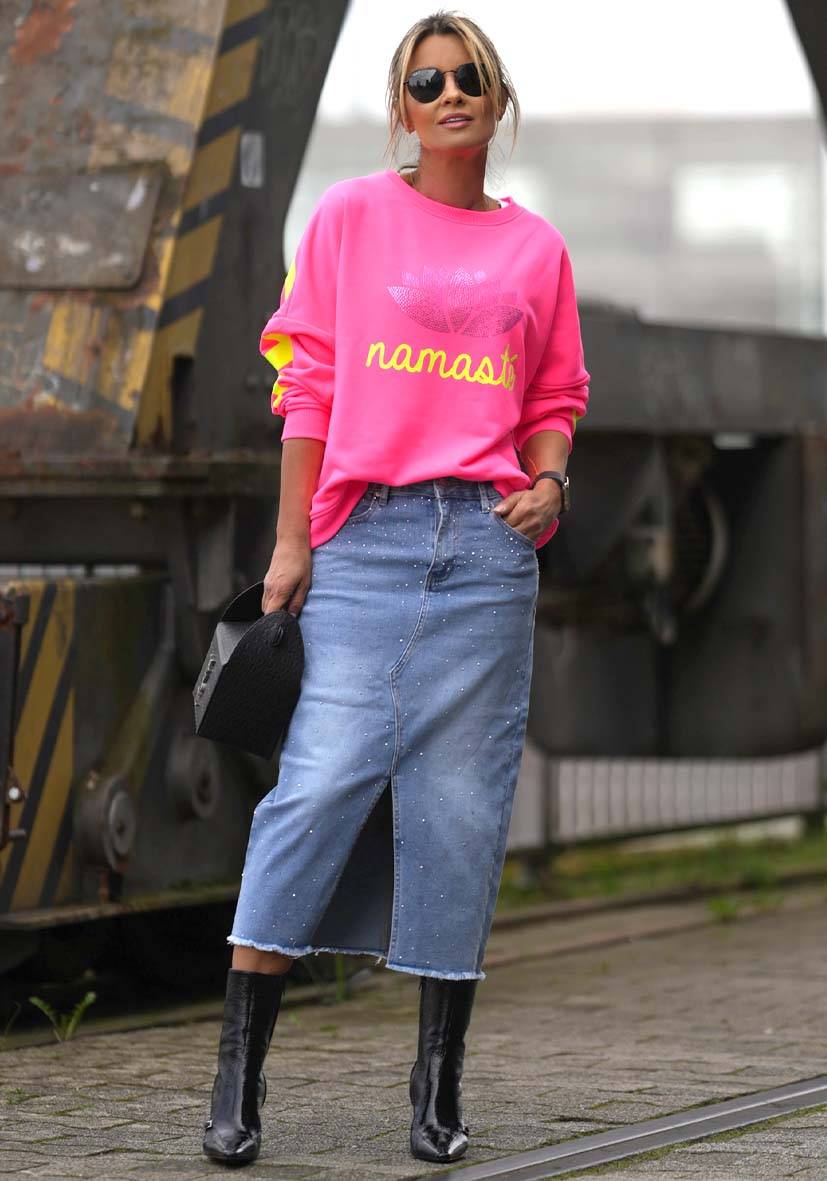 Miss Goodlife Roundneck Double Namasté Strass – neonpink Bis zu 65% Rabatt
