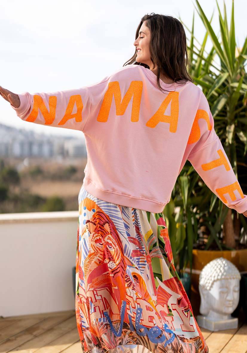Miss Goodlife Roundneck Double Namasté Glitter – rose Sonderangebot der Fabrik