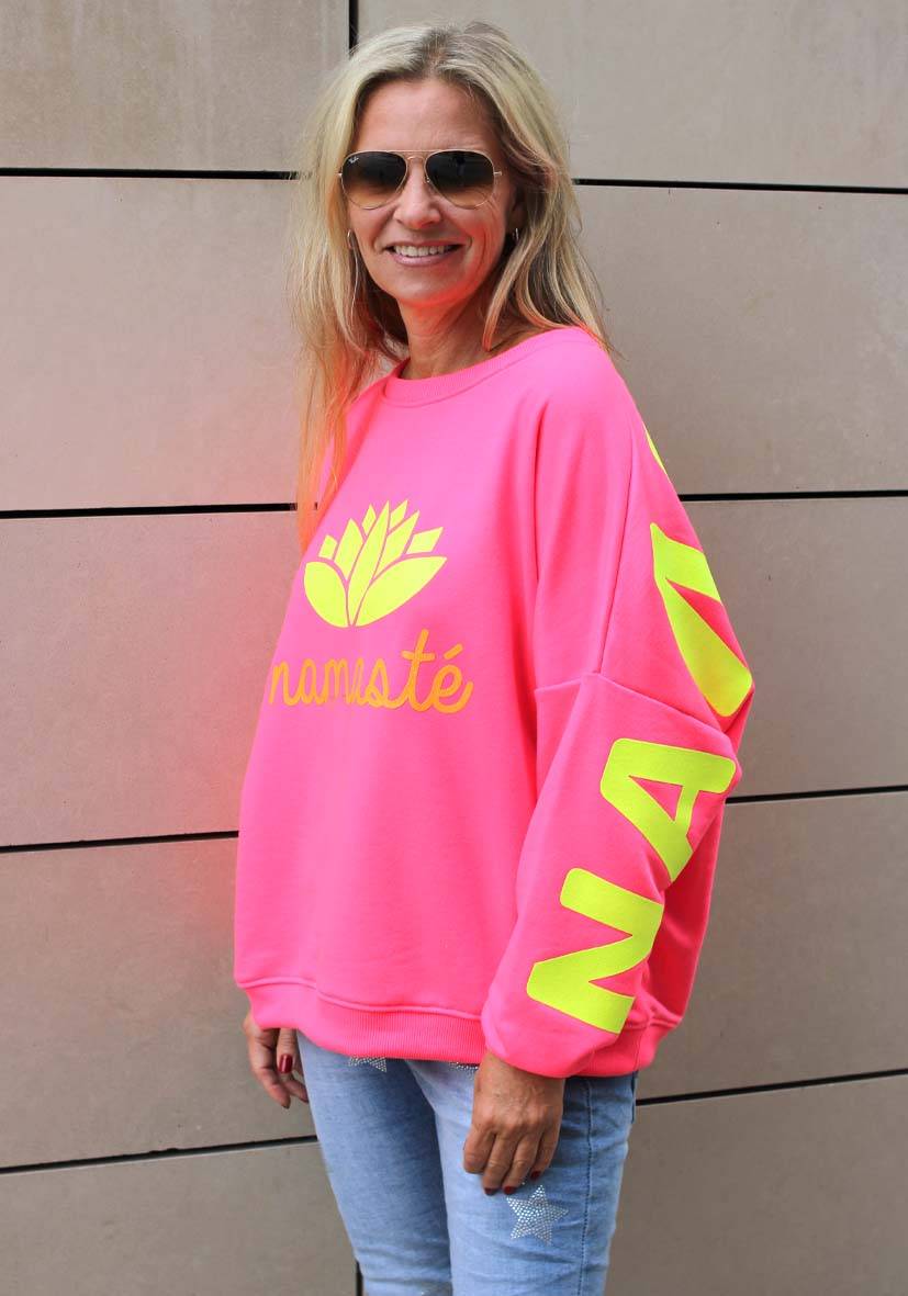 Miss Goodlife Roundneck Double Namasté Glitter – neonpink Vierteljährliche Förderung