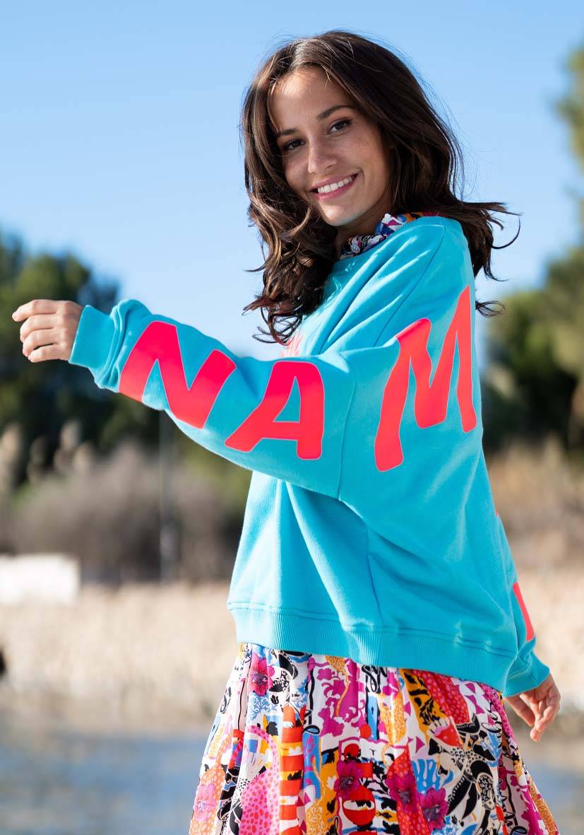 Miss Goodlife Roundneck Double Namasté – turquoise Super Rabatt