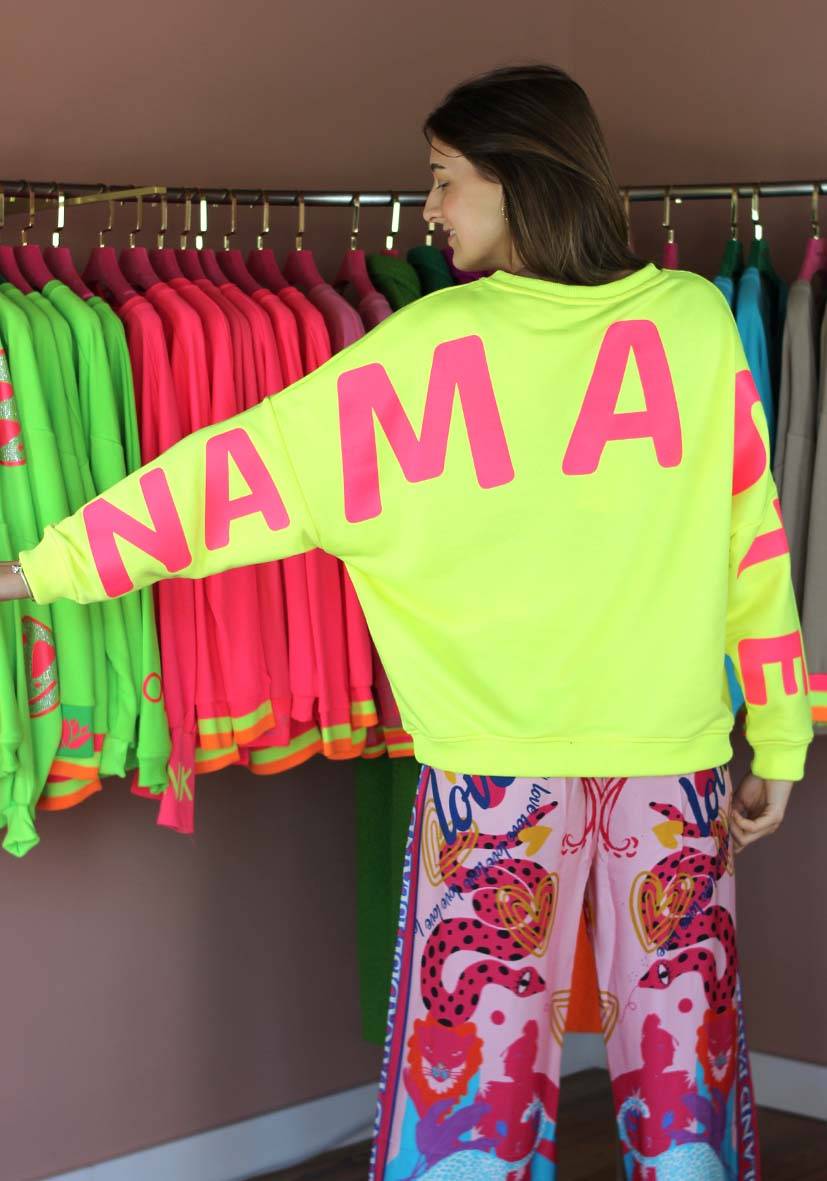 Miss Goodlife Roundneck Double Namasté Strass – neonyellow 50% Rabatt mit kostenlosem Versand