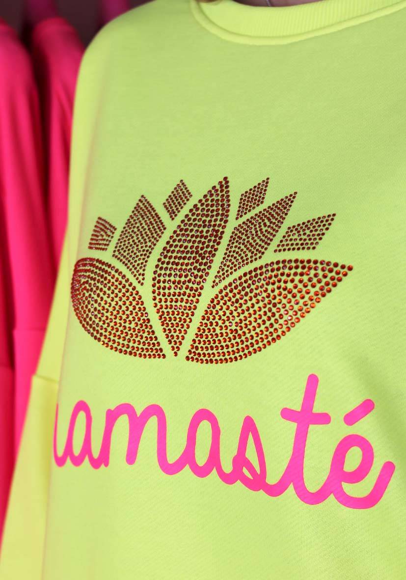 Miss Goodlife Roundneck Double Namasté Strass – neonyellow 50% Rabatt mit kostenlosem Versand
