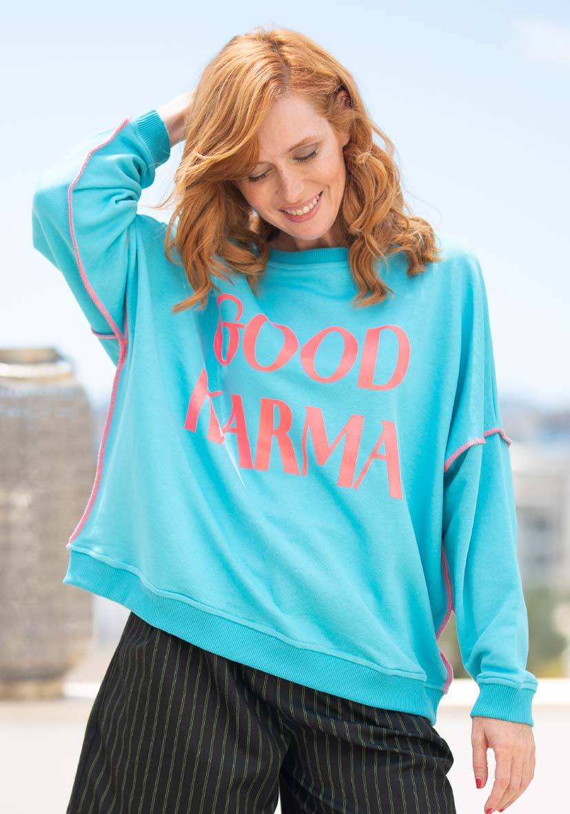Miss Goodlife Roundneck Good Karma Good Luck – turquoise Speichern exportieren