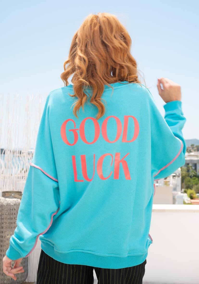 Miss Goodlife Roundneck Good Karma Good Luck – turquoise Speichern exportieren