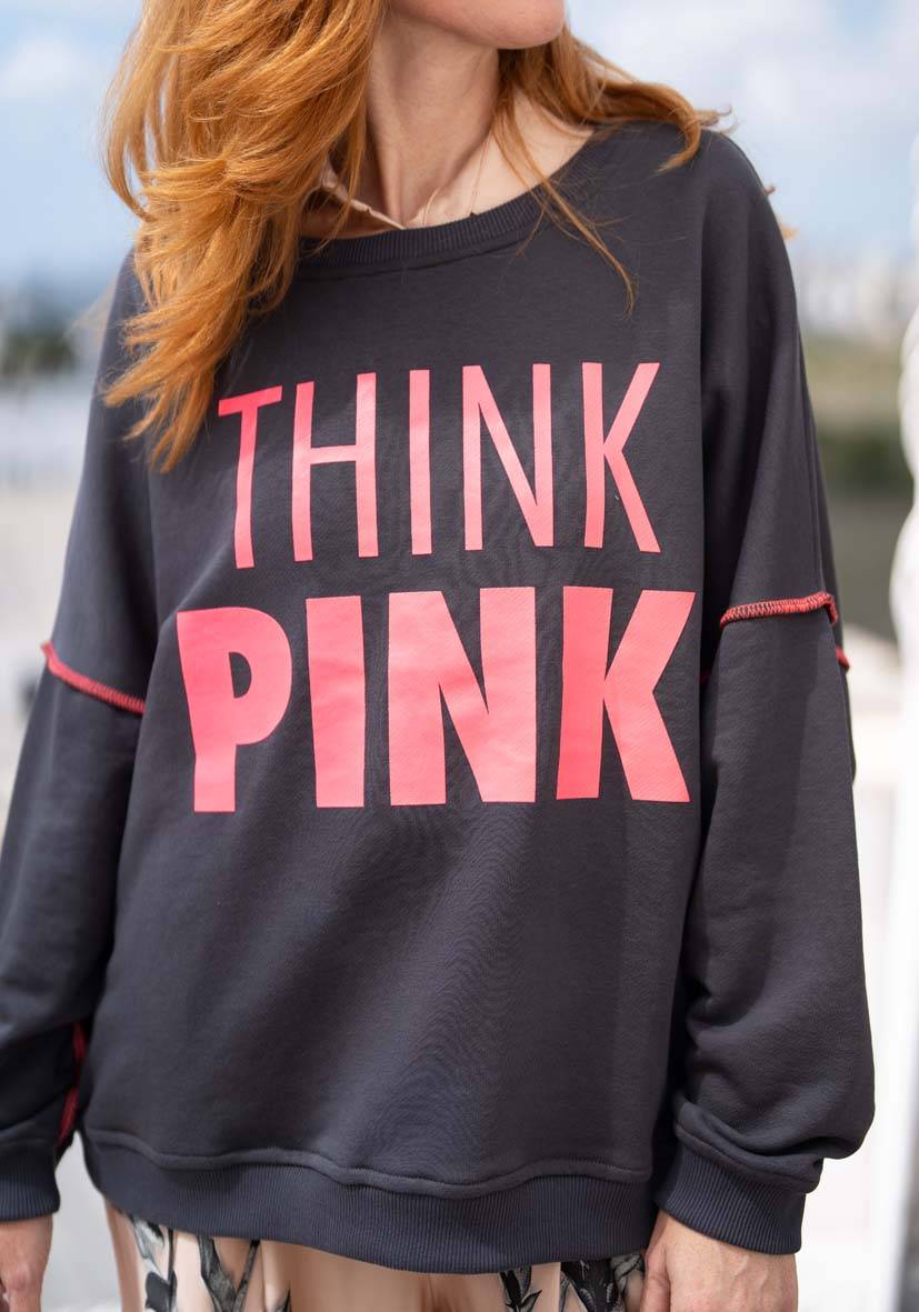 Miss Goodlife Roundneck Think Pink – anthracite 50% Rabatt für begrenzte Zeit