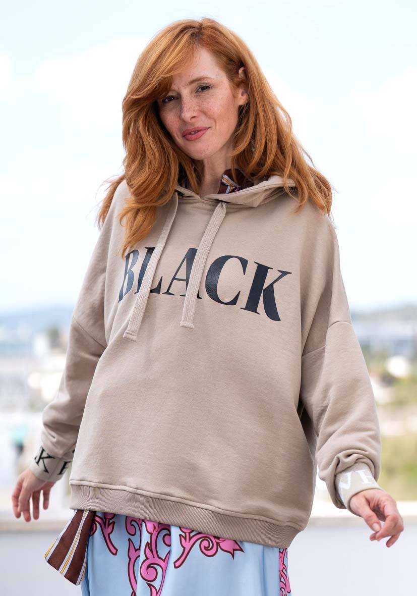 Miss Goodlife Hoodie Black and White – sand Online