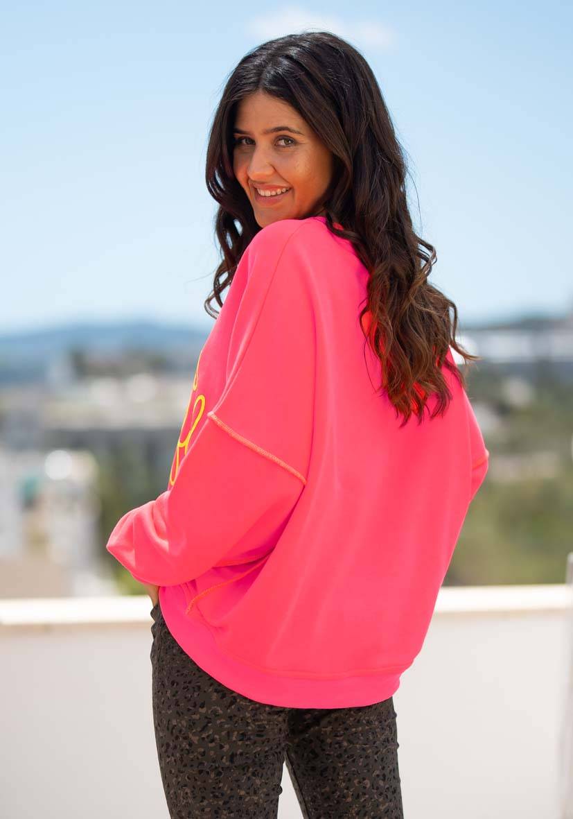 Miss Goodlife Roundneck Life is beautiful – neonpink Angebote