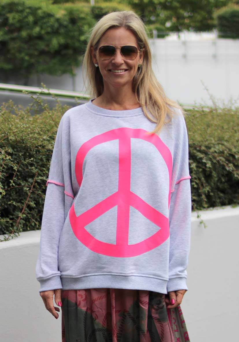Miss Goodlife Roundneck Peace – lightgrey Meist gekauft