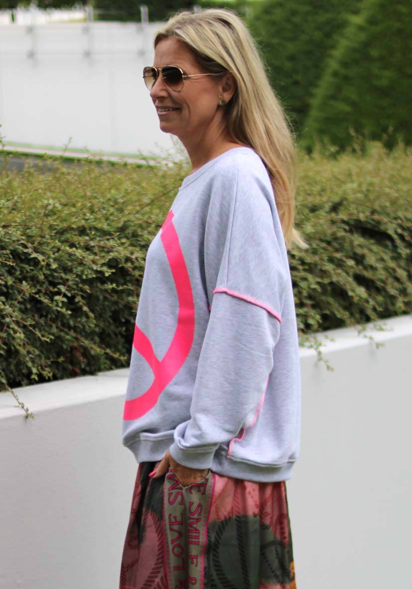 Miss Goodlife Roundneck Peace – lightgrey Meist gekauft