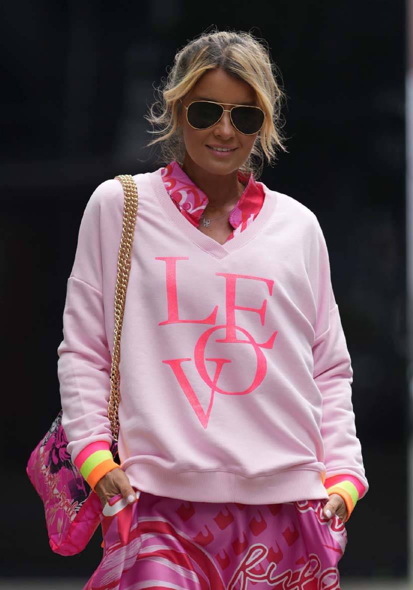Miss Goodlife V-Neck Love Glitter – rose/neonpink Flash Sale