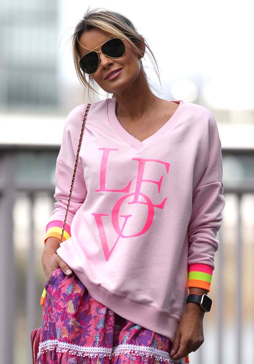 Miss Goodlife V-Neck Love Glitter – rose/neonpink Flash Sale