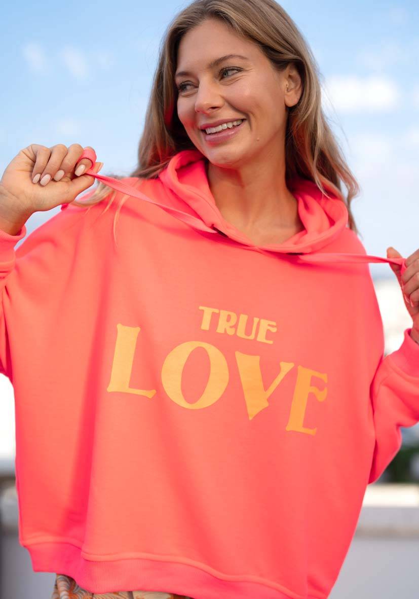 Miss Goodlife Hoodie True Love – neonpink Preisnachlass