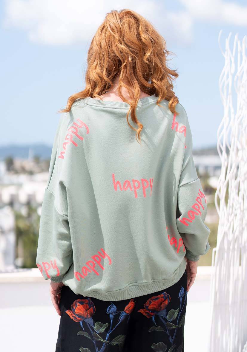 Miss Goodlife Roundneck Happy Heartface Strass – almond Heißer Verkauf