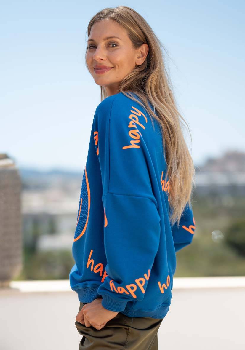 Miss Goodlife Roundneck Happy Heartface Strass – blue Online Outlet