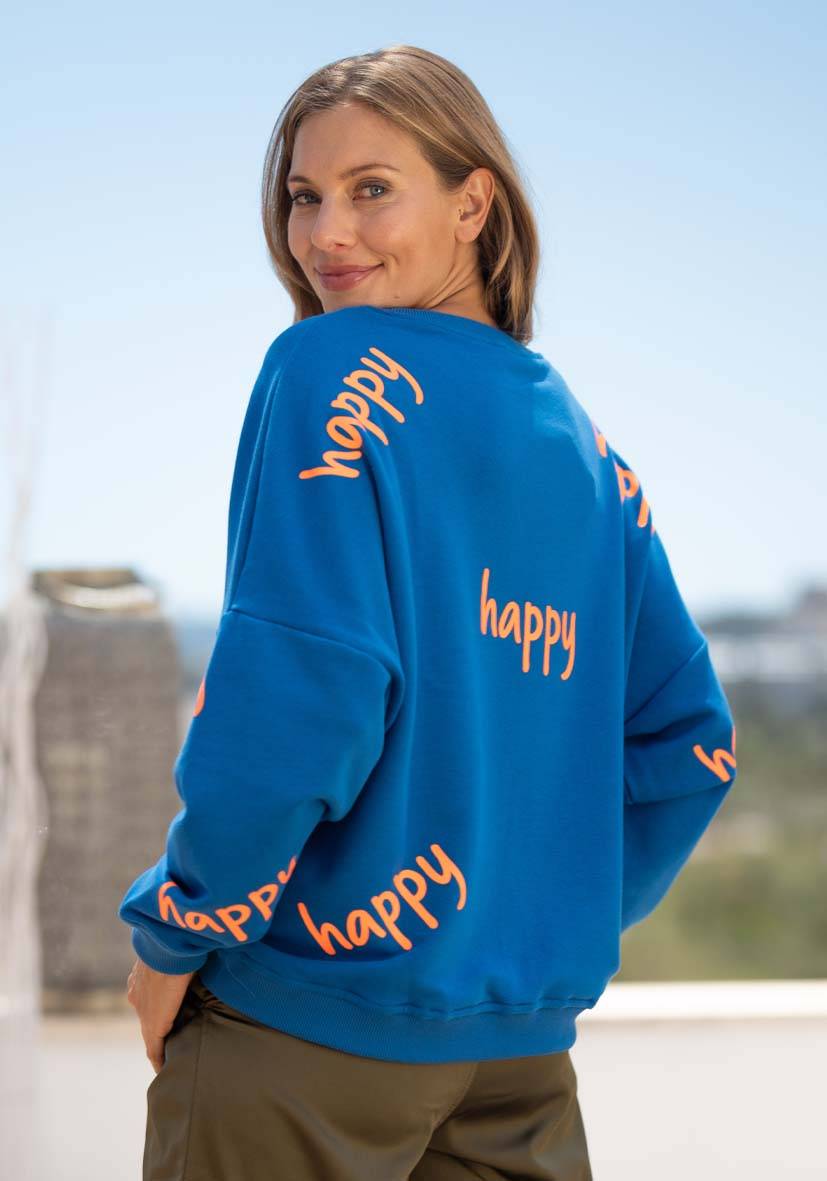Miss Goodlife Roundneck Happy Heartface Strass – blue Online Outlet