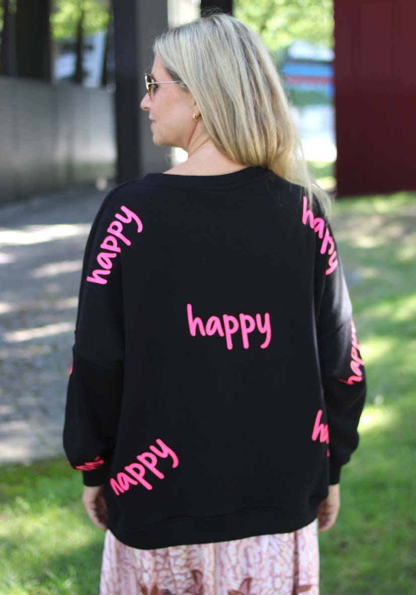 Miss Goodlife Roundneck Happy Heartface Strass – black Zeitlich begrenztes Angebot