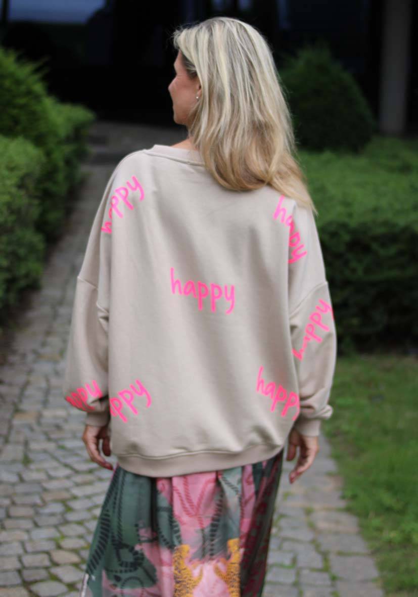 Miss Goodlife Roundneck Happy Heartface Strass – sand Bestseller