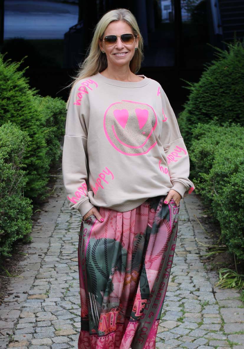 Miss Goodlife Roundneck Happy Heartface Strass – sand Bestseller