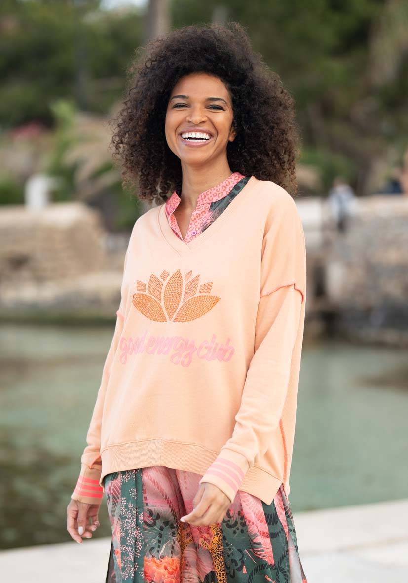 Miss Goodlife V-Neck Good Energy Namasté Strass – puder Kostenlose Rückgabe