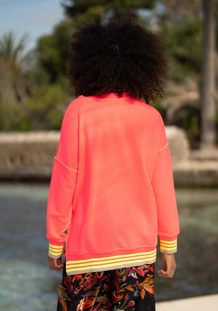 Miss Goodlife V-Neck Good Energy Namasté Strass – neonpink Begrenzte Freigabe