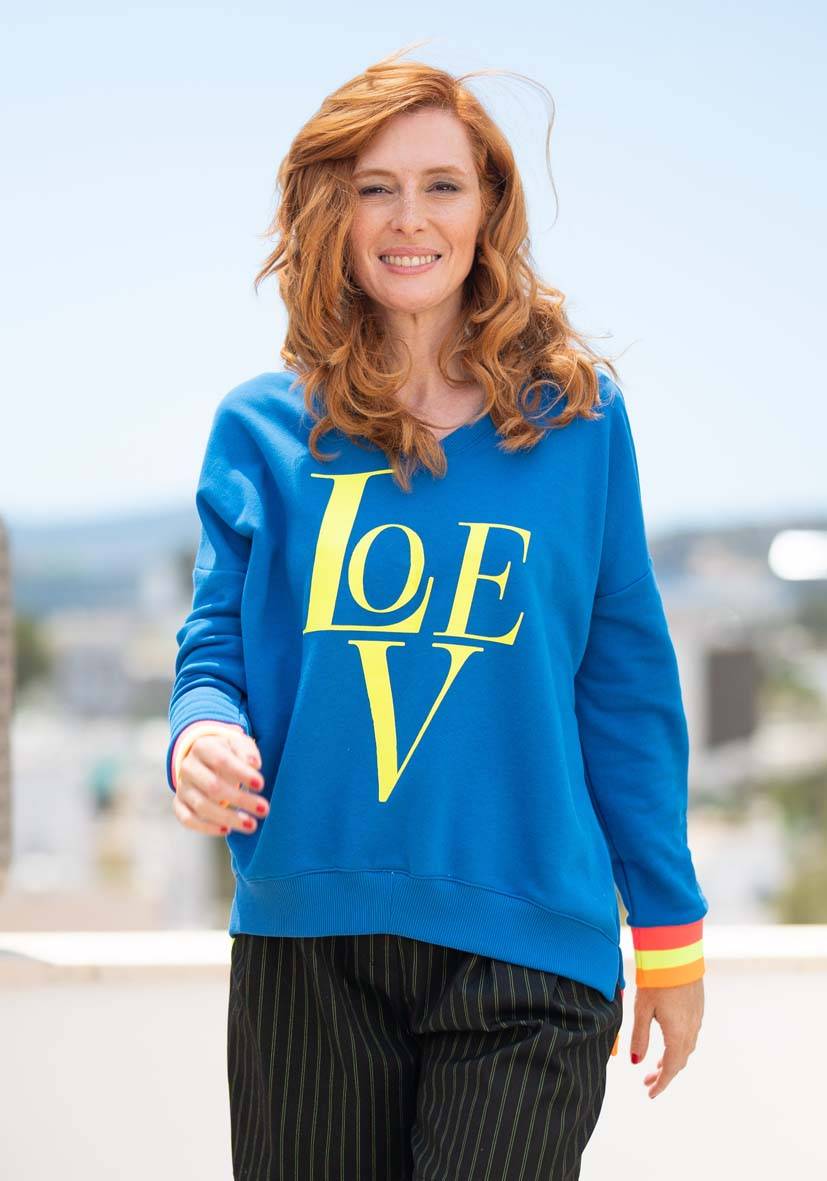 Miss Goodlife V-Neck Love – blue Sonderangebot der Fabrik