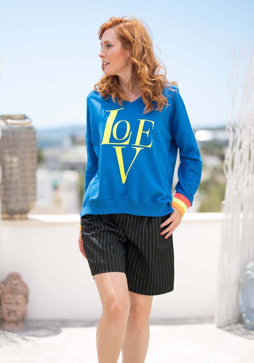Miss Goodlife V-Neck Love – blue Sonderangebot der Fabrik