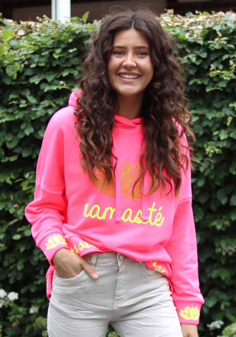 Miss Goodlife Hoodie Namasté Strass – neonpink/neonyellow Günstiger Verkauf