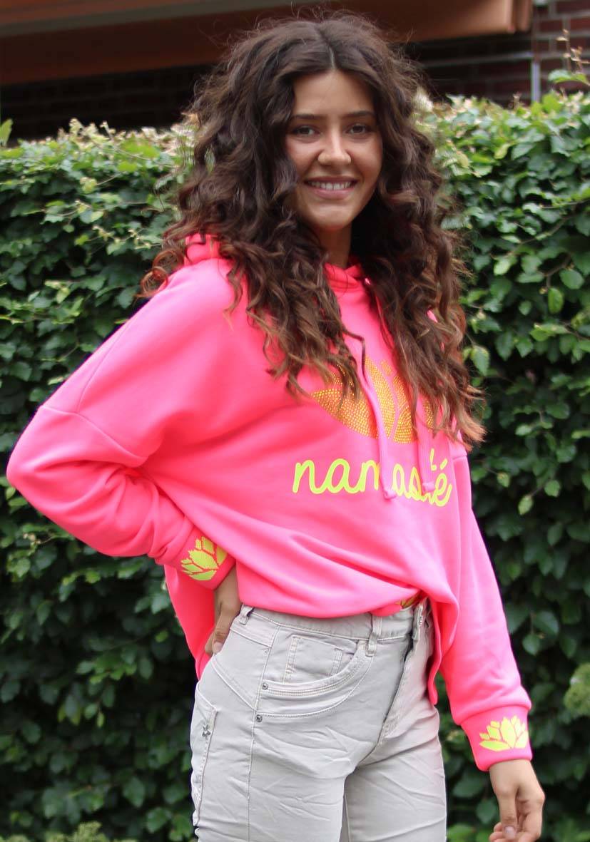 Miss Goodlife Hoodie Namasté Strass – neonpink/neonyellow Günstiger Verkauf
