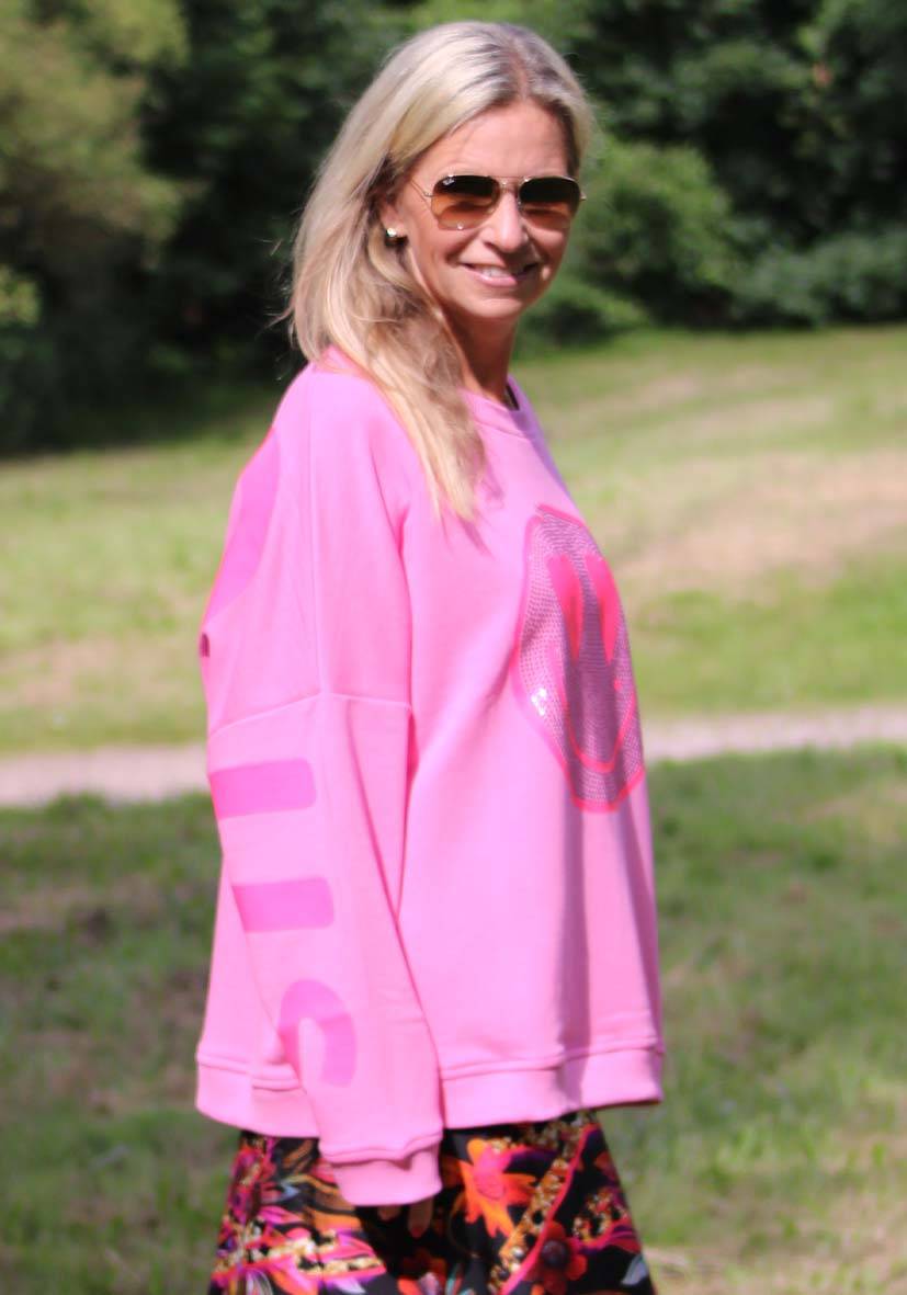 Miss Goodlife Roundneck Famous Heartface Strass – rose Kostenloser Versand