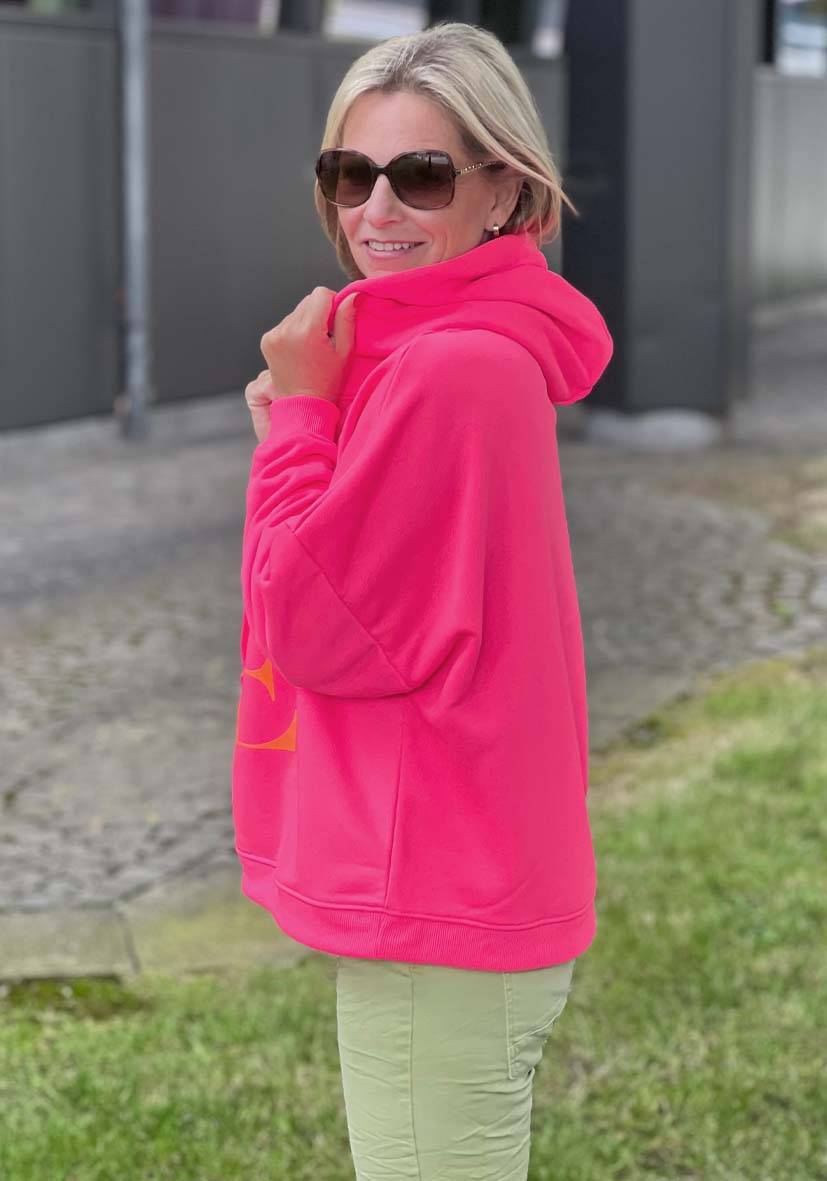 Miss Goodlife Hoodie Love Heartface – neonpink/neonorange Günstig kaufen