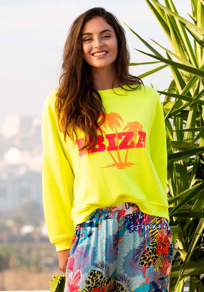 Miss Goodlife Roundneck Ibiza Palm – neonyellow Flash Sale