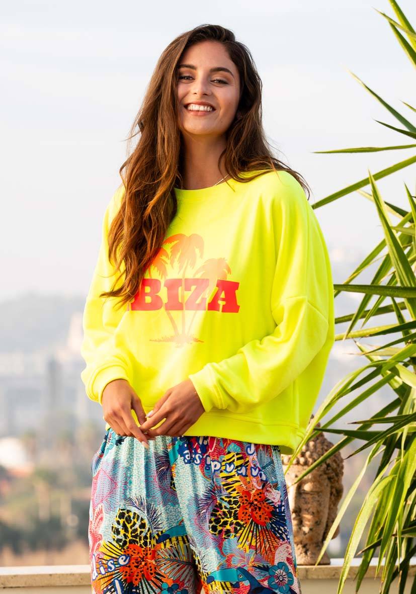Miss Goodlife Roundneck Ibiza Palm – neonyellow Flash Sale