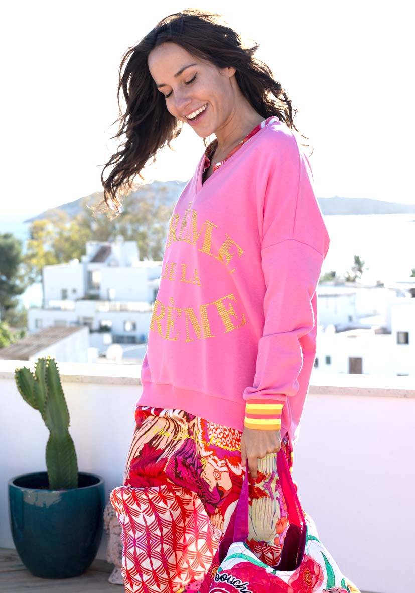 Miss Goodlife V-Neck Cème de la Crème Strass – rose/yellow Cyber Monday