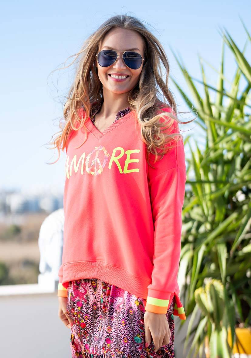 Miss Goodlife V-Neck Amore Peace – neonpink/neonyellow Neueste Mode