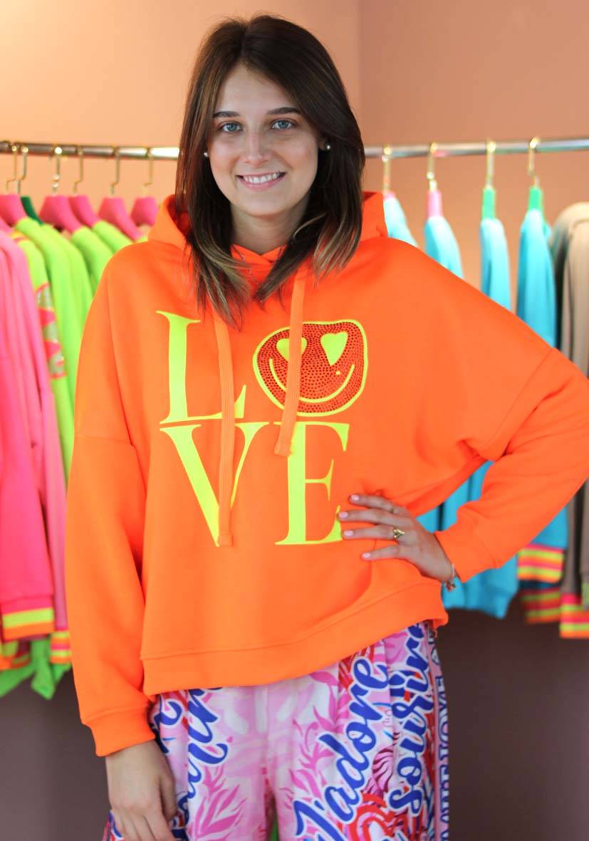Miss Goodlife Hoodie Love Heartface – neonorange/neonyellow Kostenlose Rückgabe