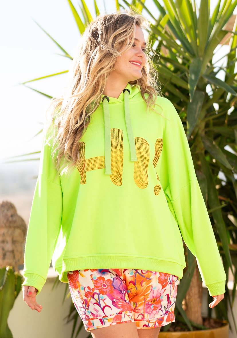 Miss Goodlife Hoodie Hi! Hi! – neongreen/neonorange Letzte 3 Tage