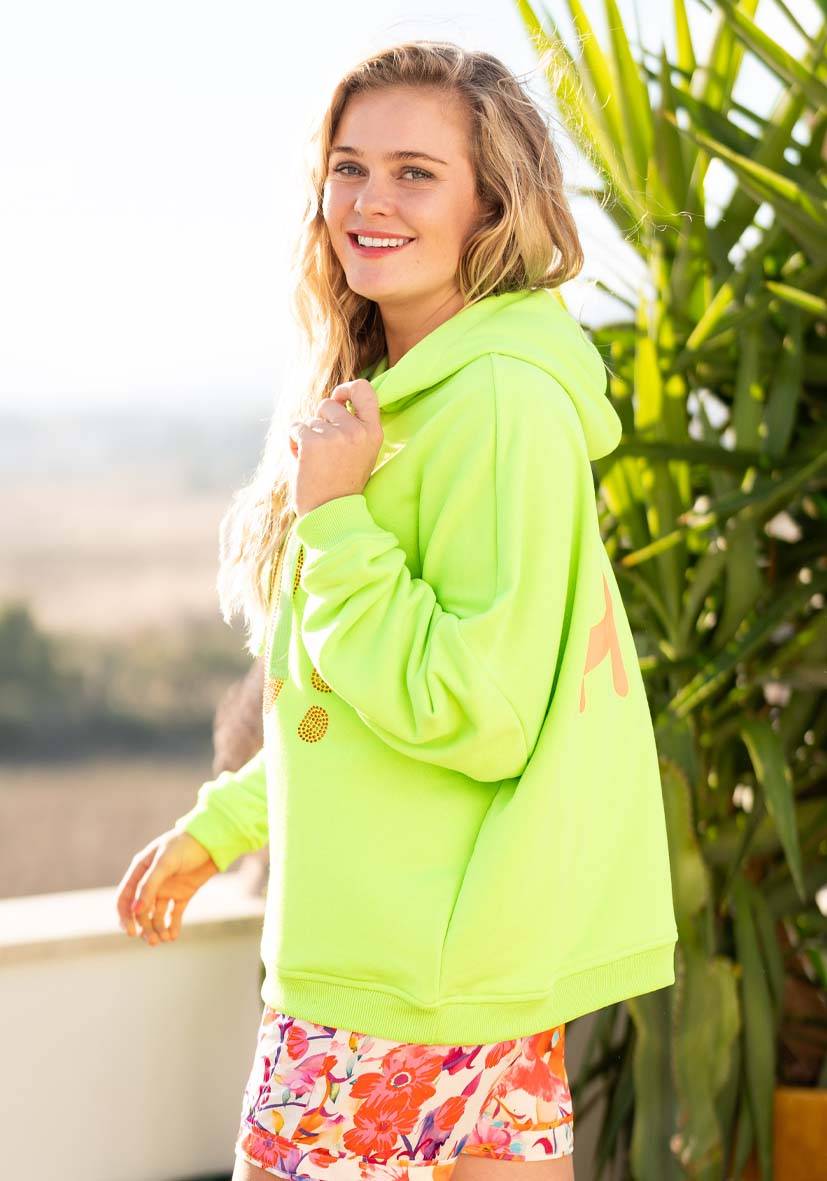 Miss Goodlife Hoodie Hi! Hi! – neongreen/neonorange Letzte 3 Tage