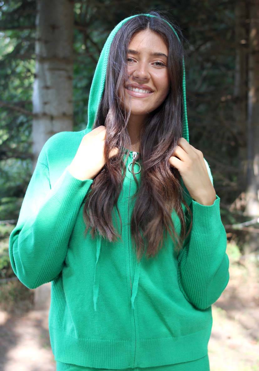 Miss Goodlife Cardigan Knitted Zipper – green 2025