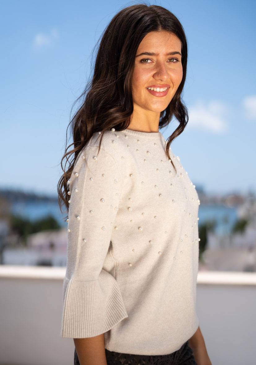 Miss Goodlife Pullover Pearl Roundneck – creme Hotsell