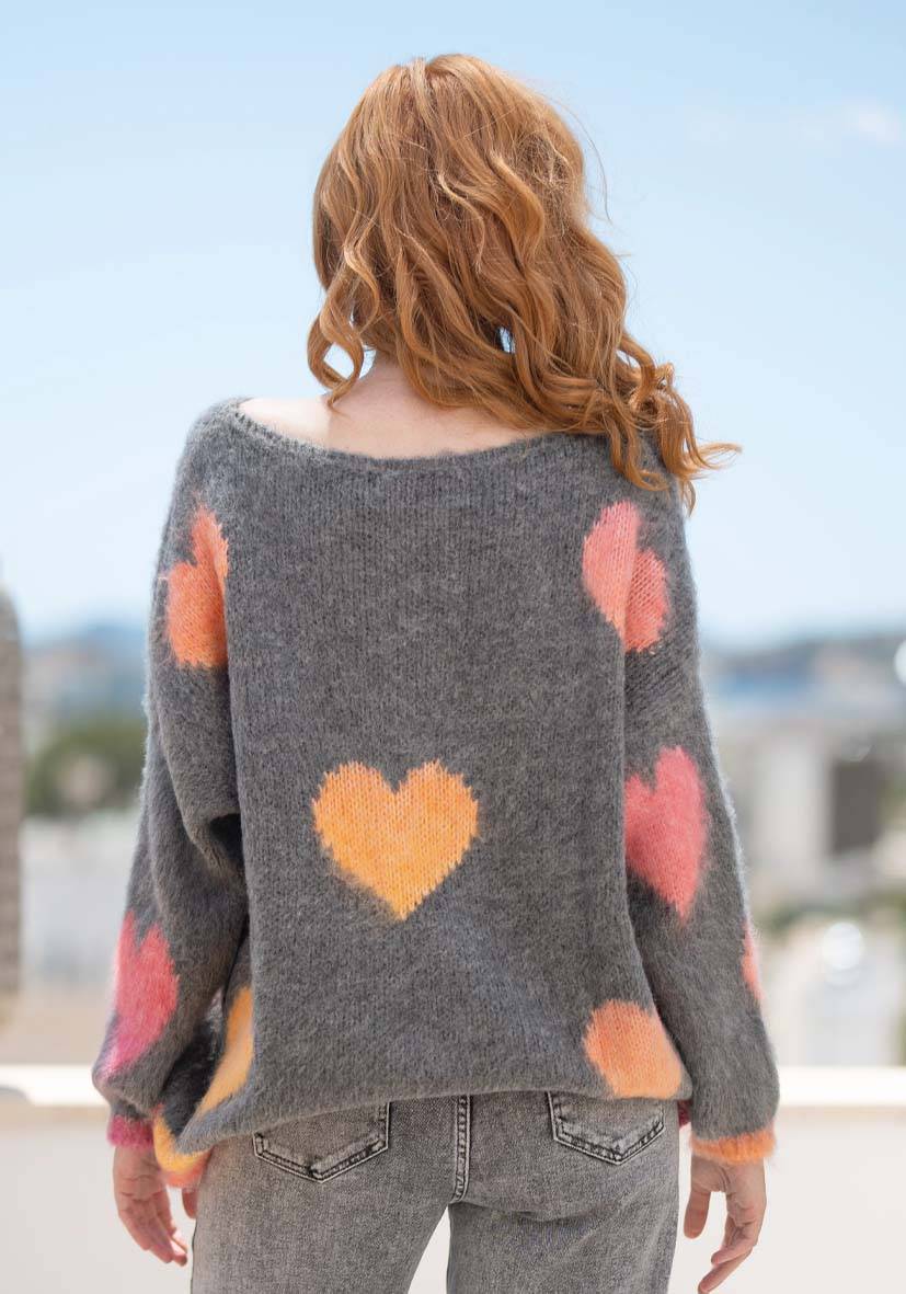 Miss Goodlife Pullover Hearts allover – grey Meist gekauft
