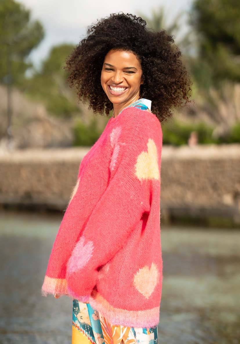 Miss Goodlife Pullover Hearts allover – pink Kostenloser Versand