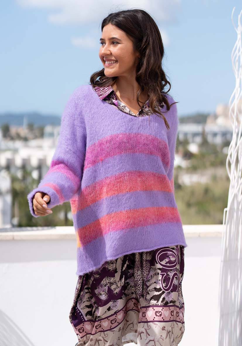 Miss Goodlife Pullover mit multicolor Stripes – velvet Großer Ausverkauf