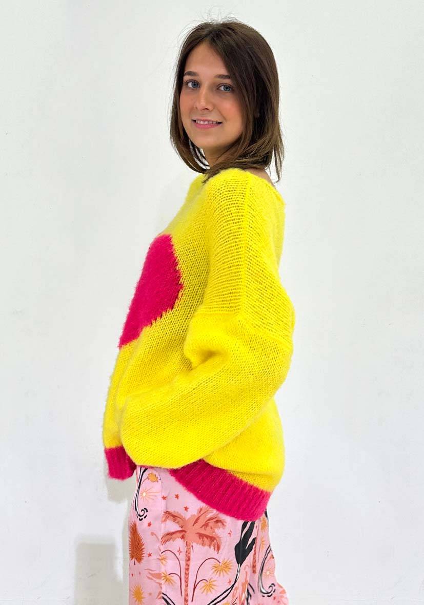 Miss Goodlife Pullover Heart – yellow Begrenztes Angebot